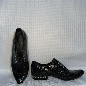 Jeffrey Campbell black leather loafer